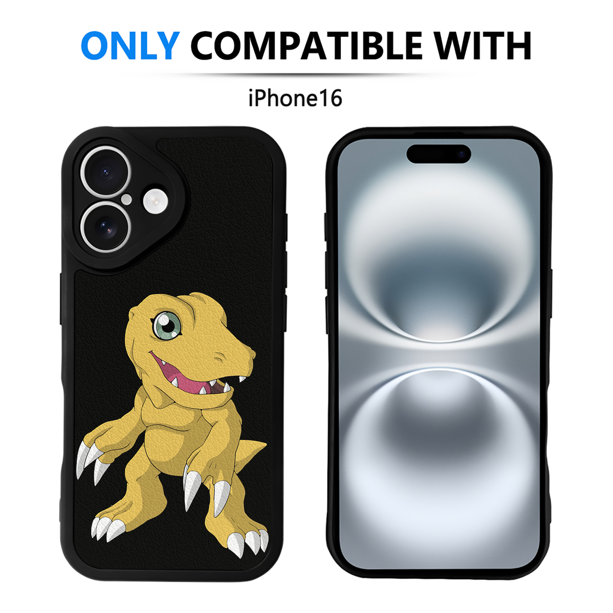 （画像用） Digimon デジタルモンスター/デジモン 【iPhone 16シリーズ対応】シリコンスマホケース（レザー調） 材質：シリコン